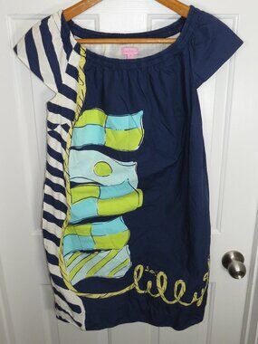 Lilly Pulitzer Navy Blue Sullivan You're Flagged Nautical Shift Dress Small